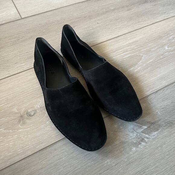 Vince Women's 5.5M Black Nubuck Slip On Minimalistic Flat High Quality Loafer - Picture 2 of 6